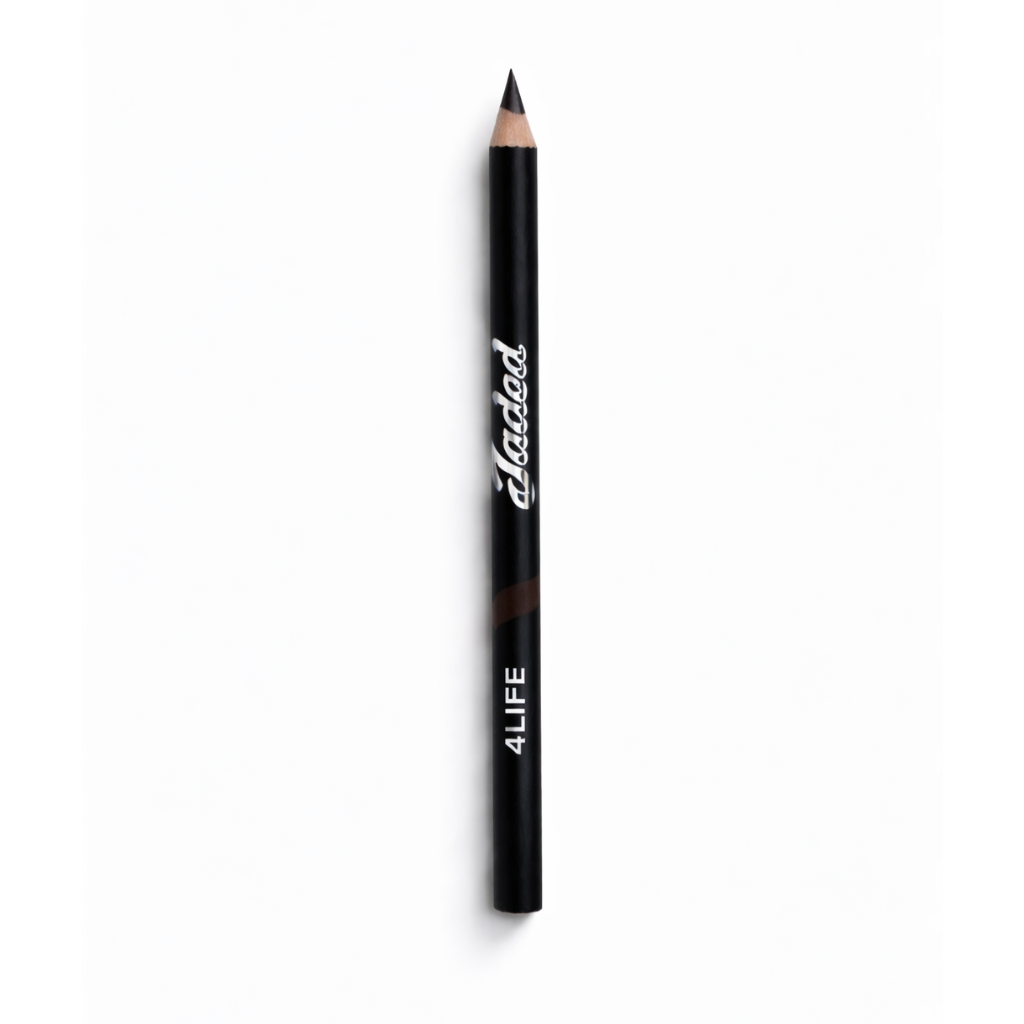 dark brown lip liner pencil with '4LIFEd' branding on a white background