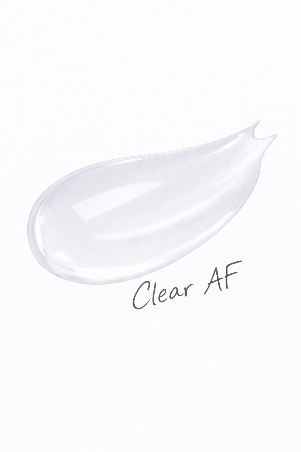 Clear Lip gloss swatch with 'Clear AF' text on a white background