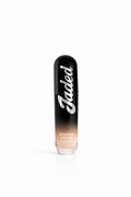 Black and white lip gloss with 'Jaded' branding on a white background