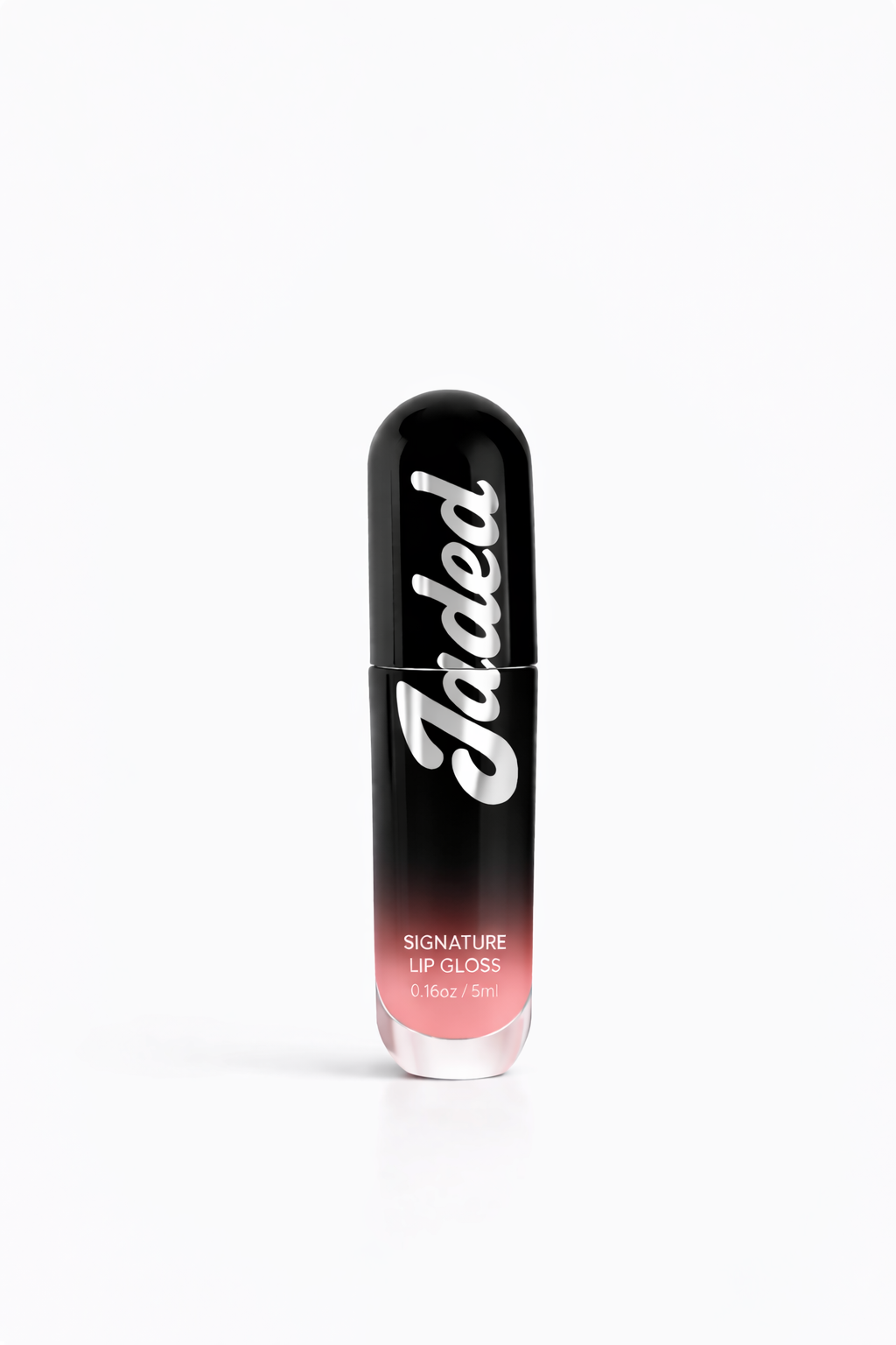Lip gloss with 'Jaded' branding on a white background